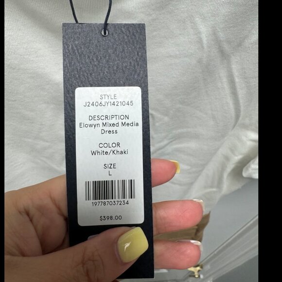 Veronica Beard Elowyn Mixed Media Dress White/Khaki Size L - Picture 3 of 8